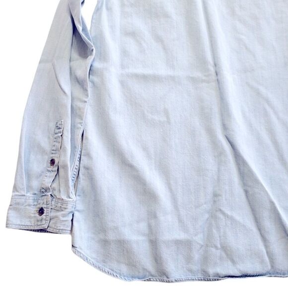 Eddie Bauer Light Denim Button Down Long Sleeve Top Size Small - Picture 7 of 15